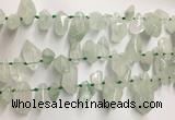 CTD3753 Top drilled 6*12mm - 13*18mm nuggets green quartz beads