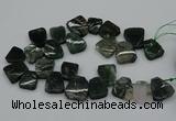 CTD435 Top drilled 18*25mm - 22*30mm freeform moss agate beads