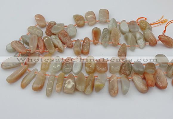 CTD447 Top drilled 10*20mm - 15*30mm freeform moonstone beads