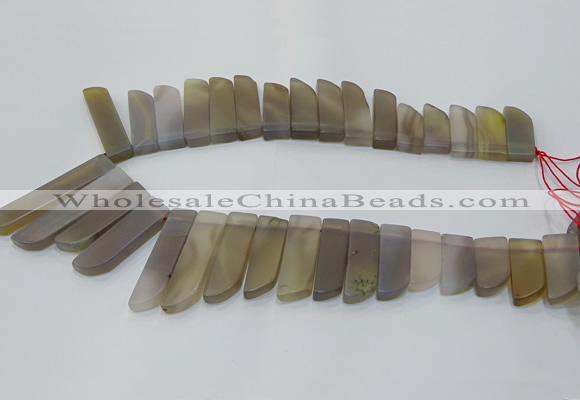 CTD4500 Top drilled 12*25mm - 12*50mm sticks matte grey agate beads