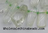 CTD454 15.5 inches 8*20mm - 15*38mm freeform green phantom quartz beads