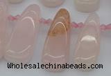 CTD476 Top drilled 12*25mm - 15*45mm freeform rose quartz beads