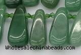 CTD488 Top drilled 10*22mm - 15*45mm freeform green aventurine beads