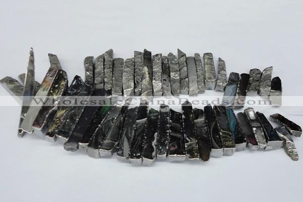 CTD532 Top drilled 10*30mm - 10*65mm wand plated agate beads