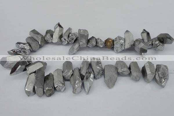 CTD548 Top drilled 12*25mm - 12*45mm nuggets plated quartz beads