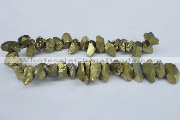 CTD549 Top drilled 12*20mm - 12*25mm nuggets plated quartz beads