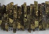 CTD558 Top drilled 6*15mm - 10*40mm wand plated agate beads