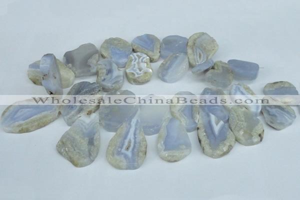 CTD608 Top drilled 18*25mm - 30*45mm freeform blue lace agate beads