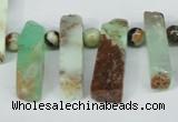 CTD639 Top drilled 8*20mm - 8*45mm wand australia chrysoprase beads