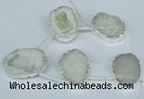 CTD767 30*35mm - 35*45mm freeform agate beads with brass setting