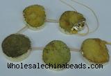 CTD769 30*35mm - 35*45mm freeform agate beads with brass setting