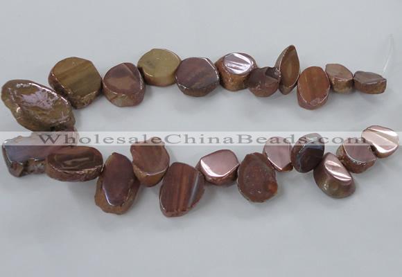 CTD788 Top drilled 15*20mm - 25*35mm freeform plated agate beads