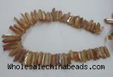 CTD917 Top drilled 6*25mm - 8*40mm wand plated quartz beads