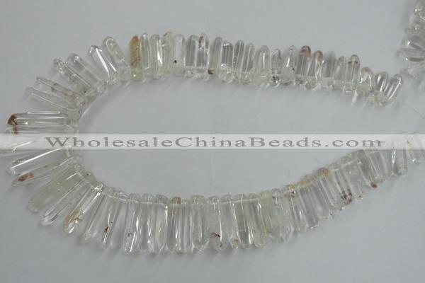 CTD935 Top drilled 6*15mm - 7*40mm wand AB grade white crystal beads