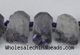 CTD998 Top drilled 15*20mm - 20*25mm nuggets plated druzy amethyst beads