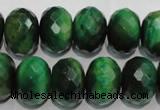 CTE1025 15.5 inches 12*16mm faceted rondelle dyed green tiger eye beads