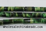 CTE1029 15.5 inches 6*12mm tube dyed green tiger eye beads wholesale