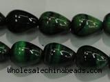 CTE1032 15.5 inches 12*16mm teardrop dyed green tiger eye beads