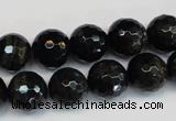 CTE1189 15.5 inches 12mm faceted round blue tiger eye beads