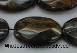 CTE1376 15.5 inches 30*40mm faceted oval yellow & blue tiger eye beads