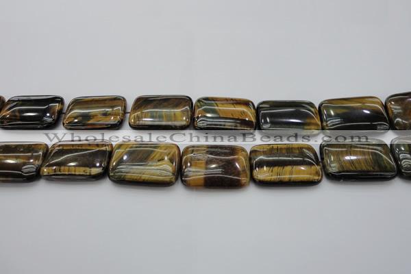 CTE1380 15.5 inches 15*20mm rectangle yellow & blue tiger eye beads