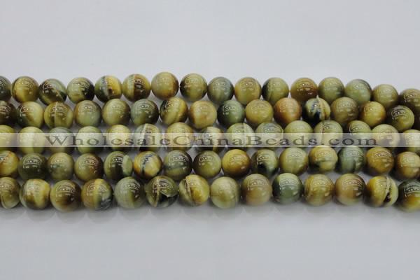 CTE1443 15.5 inches 10mm round golden & blue tiger eye beads