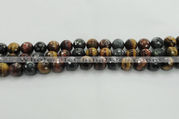 CTE1475 15.5 inches 14mm faceted round mixed tiger eye beads