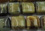 CTE1565 15.5 inches 14*14mm square golden & blue tiger eye beads wholesale