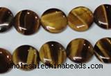 CTE176 15.5 inches 12mm flat round yellow tiger eye gemstone beads