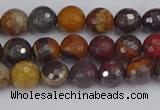 CTE1819 15.5 inches 6mm faceted round red iron tiger beads