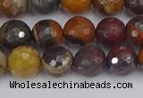 CTE1821 15.5 inches 10mm faceted round red iron tiger beads