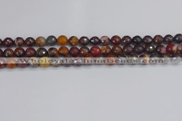 CTE1821 15.5 inches 10mm faceted round red iron tiger beads