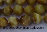 CTE1902 15.5 inches 8mm faceted nuggets golden tiger eye beads