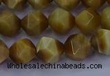 CTE1903 15.5 inches 10mm faceted nuggets golden tiger eye beads