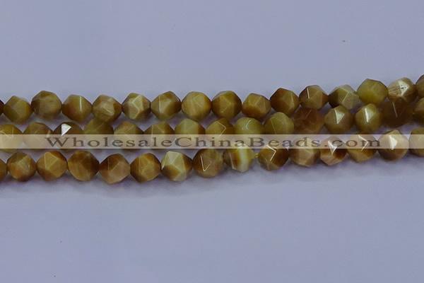 CTE1904 15.5 inches 12mm faceted nuggets golden tiger eye beads