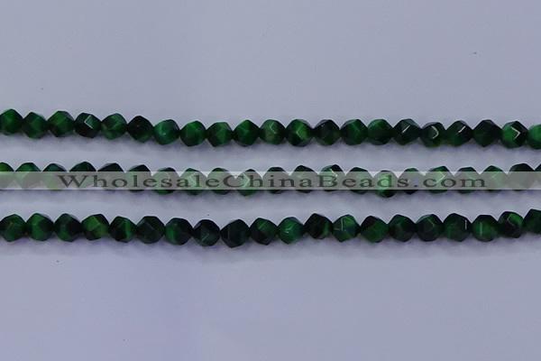 CTE1921 15.5 inches 6mm faceted nuggets green tiger eye beads