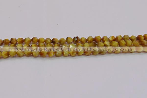 CTE1932 15.5 inches 8mm faceted nuggets golden tiger eye beads