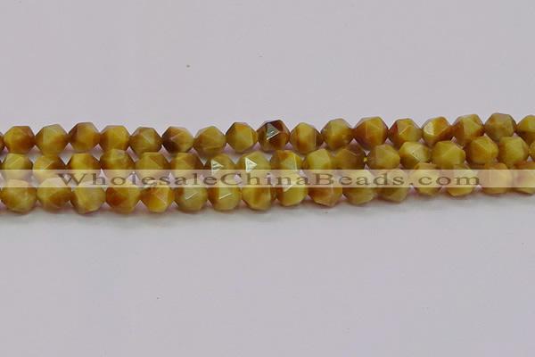 CTE1934 15.5 inches 12mm faceted nuggets golden tiger eye beads