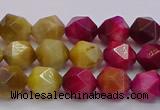 CTE1938 15.5 inches 10mm faceted nuggets mixed tiger eye beads