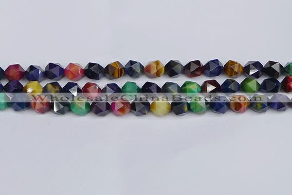 CTE1970 15.5 inches 8mm faceted nuggets mixed tiger eye beads