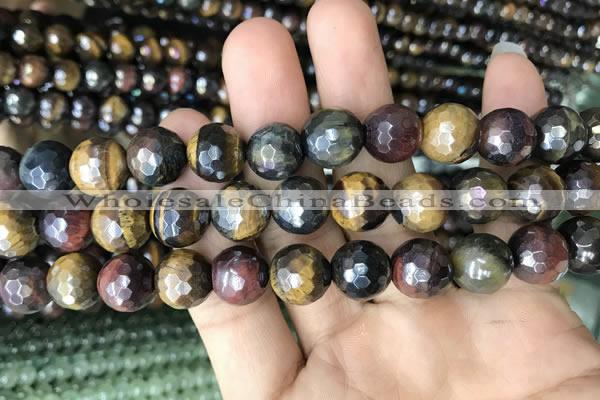 CTE2004 15.5 inches 12mm faceted round AB-color mixed tiger eye beads