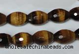 CTE208 15.5 inches 10*14mm faceted rice yellow tiger eye beads