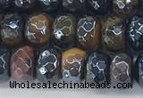 CTE2102 15.5 inches 5*8mm faceted rondelle AB-color mixed tiger eye beads