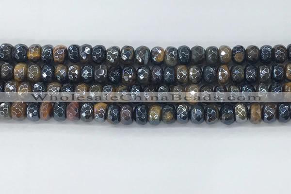 CTE2102 15.5 inches 5*8mm faceted rondelle AB-color mixed tiger eye beads