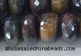 CTE2105 8*14mm faceted rondelle AB-color mixed tiger eye beads