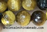 CTE2233 15.5 inches 8mm faceted round yellow tiger eye beads