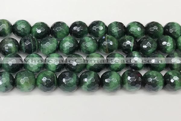 CTE2290 15 inches 12mm faceted round AB-color green tiger eye beads