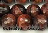 CTE2321 15 inches 8mm faceted round red tiger eye beads