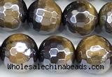 CTE2359 15 inches 8mm faceted round AB-color yellow tiger eye beads