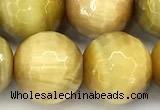 CTE2391 15 inches 12mm faceted round golden tiger eye beads